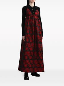GANNI Midi-jurk met roosprint - Rood