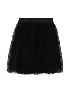 Dolce & Gabbana Kids logo-patch tulle skirt - Zwart