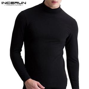 INCERUN Lente Herfst Heren Thermische Katoenen Schildpad Hals Skiny Turtleneck Slim Fit Sweater Shirts 5 Kleuren