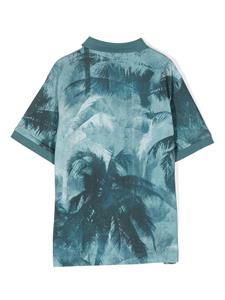 Emporio Armani Kids palm tree-print cotton polo shirt - Groen