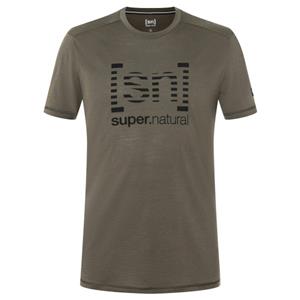 SUPER.NATURAL T-Shirt für Herren, Merino GRID LOGO gestreift, atmungsaktiv