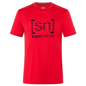 SUPER.NATURAL T-Shirt für Herren, Merino GRID LOGO gestreift, atmungsaktiv