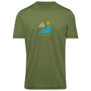 Thermowave  Merino Life T-Shirt 5AM Club - Merinoshirt, olijfgroen