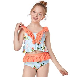 Selfyi Peuter meisjes badpakken tweedelige badpakken gegolfde bloemen tank top en broeken sneldrogende badmode kinderen zonnepak tankini pak 2-12T