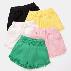 XiaoyuDD Zomermode meisjesshorts Grote jongens Denim Kleurrijke shorts met kwastjes voor 3 tot 12 jaar Uitloper Trendy kinderbroeken