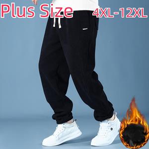 Biteman Autumn and Winter Men's Corduroy Trousers Plus Size Fat Straight Loose Sports Leisure Padded Long Trousers 4XL-12XL