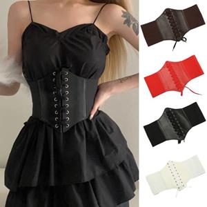 Bilixi Paleisstijl dames corset brede riem kunstleer elastische slanke taille gordel vrouwen elastische tailleband vorm corset jurk accessoires