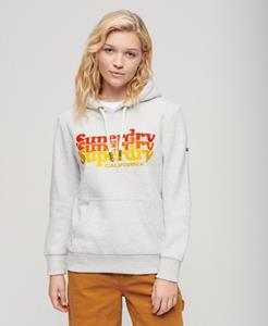 Superdry Vrouwen Vintage Infill Hoodie met Geschreven Tekst Lichtgrijs