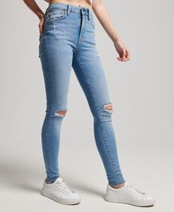 Superdry Female Skinny Jeans met Hoge Taille van Biologisch Katoen Lichtblauw