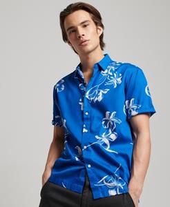 Superdry Mannen Hawaiian Overhemd met Korte Mouwen Blauw