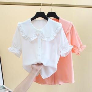 YUBAOBEI Summer Girls Short sleeve Blouse Teen Children White Shirts Tops Kids Casual Stand Collar Shirt