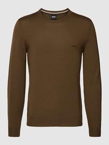 Boss Gebreide pullover van scheerwol met labelstitching, model 'Otto'