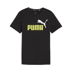 PUMA Ess+ Metallic 2 Col Logo T-Shirt Jungen 31 - PUMA black/lime sheen