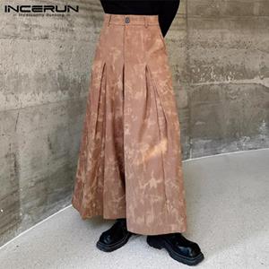 INCERUN Vintage heren hoge taille A-lijn tie-dye broek met wijde pijpen