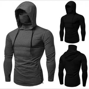 Big Thumb 2024 New Men Solid Black Gray Hoodie Long Sleeve Hooded Sweatshirt for Man Sports Fitness Gym Running Casual Pullover Tops