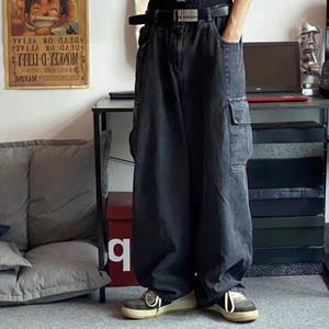 NICE2CU Baggy Jeans Broek Mannelijke Denim Broek Zwarte Wijde Pijpen Broek Heren Jeans Oversize Cargo Koreaanse Streetwear Hip Hop Harajuku
