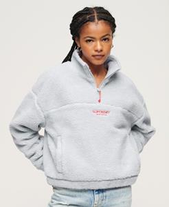 Superdry Vrouwen Teddy Sweatshirt van Borgstof met Borduursel en Halflange Rits Paars