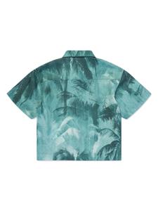 Emporio Armani Kids palm tree-print lyocell shirt - Groen
