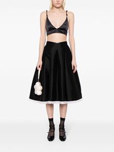 SHUSHU/TONG lace-trim A-line midi skirt - Zwart