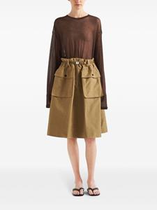 Prada belted cotton midi skirt - Groen