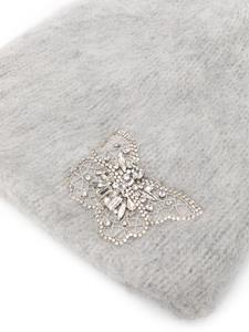 Jennifer Behr crystal-embellished wool-blend beanie - Grijs