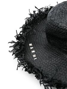 Marni Raffia geweven hoed met geborduurd logo - Zwart