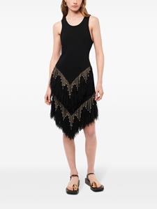 Rabanne bead-embellished linen skirt - Zwart