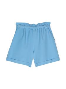 Pinko Kids logo-plaque pleat-detailing shorts - Blauw