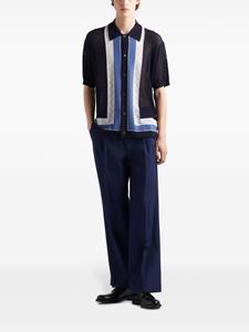Prada stripe-detail cashmere polo shirt - Blauw