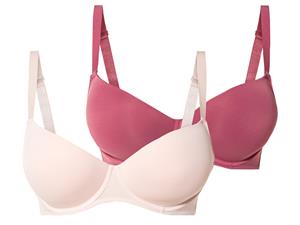 Esmara 2 dames beugel bh's (85D, Rood/roze)