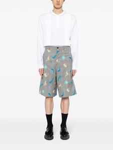 Comme des Garçons Homme mirrored-rear embroidered checkered shorts - Grijs