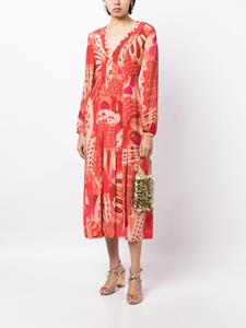 Rixo Camellia midi-jurk met jacquard - Rood