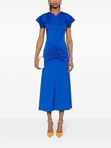 Victoria Beckham ruched asymmetric midi dress - Blauw