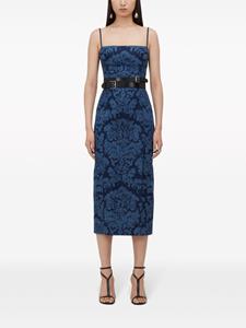 Alexander McQueen Denim midi-jurk met damaskprint - Blauw