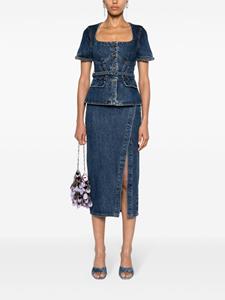 Self-Portrait denim midi skirt set - Blauw