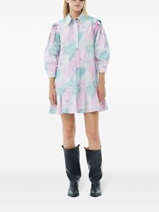 GANNI abstract-print organic cotton shirtdress - Roze