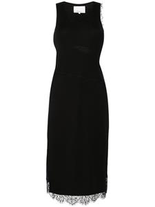 3.1 Phillip Lim Asymmetrische midi-jurk met kant - BLACK-MIDNIGHT