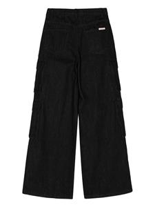 Self-Portrait mid-rise wide-leg cargo jeans - Zwart
