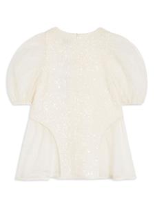 Eirene sequined puff-sleeve blouse - Beige