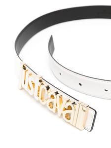 Just Cavalli Leren riem met logo - Wit