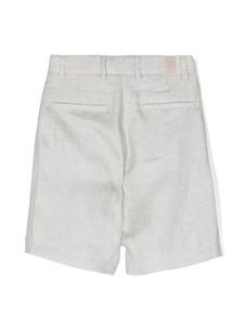 Eleventy Kids logo-patch linen shorts - Beige