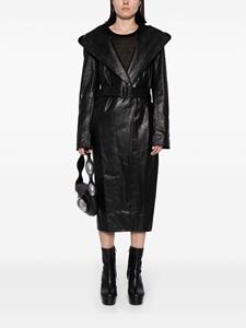 Rick Owens Drella hooded leather coat - Zwart