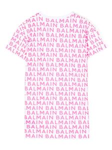 Balmain Kids logo-print T-shirt dress - Wit