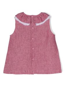 Il Gufo ruffled linen mini dress - Roze