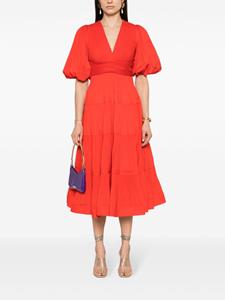 ZIMMERMANN Plissé flared midi-jurk - Rood