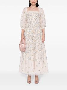 Needle & Thread Posy Pirouette floral-embroidered gown - Beige