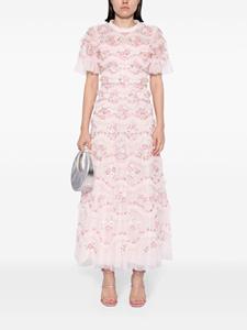 Needle & Thread Daisy Wave floral-sequin gown - Roze