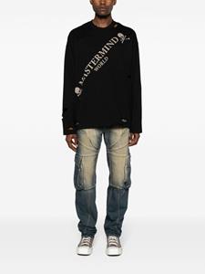 Mastermind Japan ripped cotton sweatshirt - Zwart