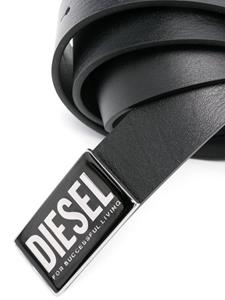 Diesel Leren riem met logoplakkaat - Zwart