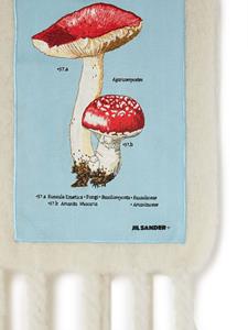Jil Sander fringed mushroom-appliqué scarf - 100 WHITE